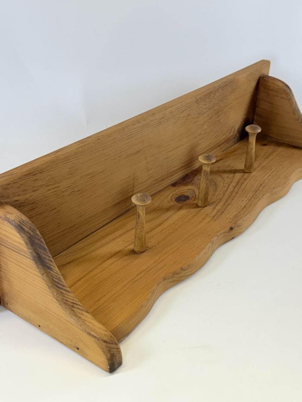 Wooden Shelf Wall Mounted With 3 Peg Hooks Decor Rustic Coat Hook - Picture 3 of 9